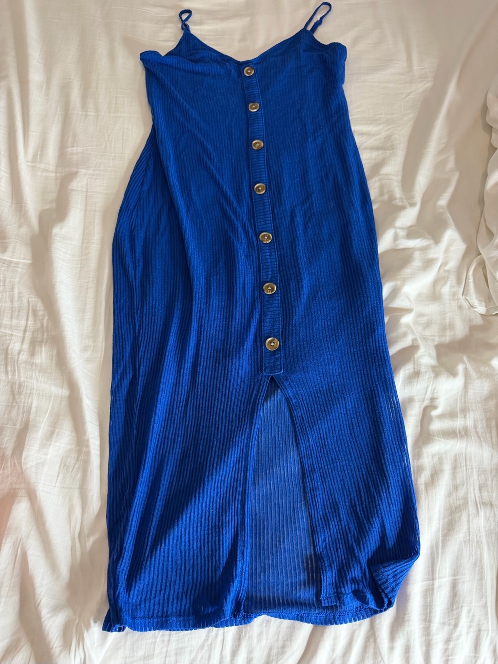 Express Royal Blue Ribbed Button-Front Maxi Dress Skirt
